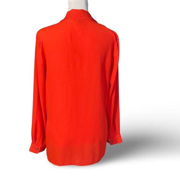 VINCE CAMUTO Bright Orange, High-Low Blouse, Draped Crisscross Front, Size S - Picture 8 of 9
